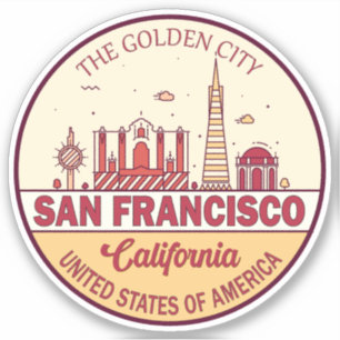 San Francisco California City Skyline-embleem Sticker