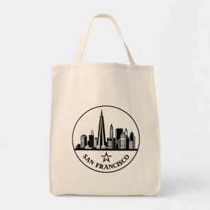 San Francisco California gestileerde skyline Tote Bag