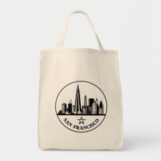 San Francisco California gestileerde skyline Tote Bag