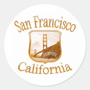 San Francisco California Gold Ronde Sticker
