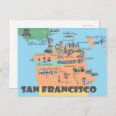 San Francisco California Highlight Maps Briefkaart (Voorkant / Achterkant)