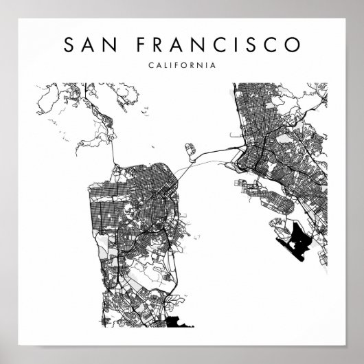 San Francisco California Minimal Modern Street Map Poster (Voorkant)