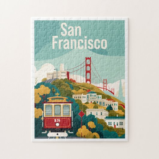 San Francisco California - Rode kabelbaan Legpuzzel (Verticaal)