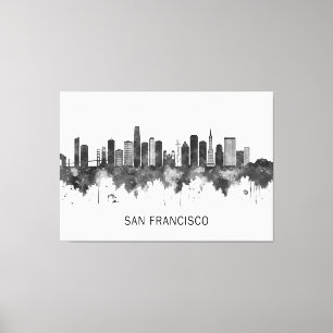 San Francisco California Skyline BW Canvas Afdruk