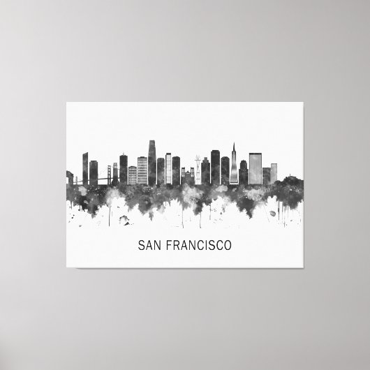 San Francisco California Skyline BW Canvas Afdruk (Voorkant)
