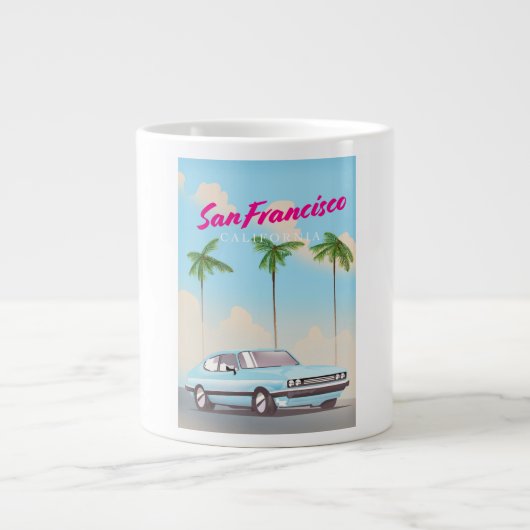 San Francisco California Tropical Reisposter Extra Grote Beker (Voorkant)