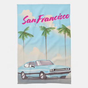 San Francisco California Tropical Reisposter Theedoek
