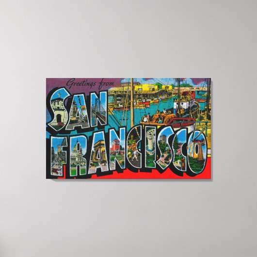 San Francisco, CaliforniaLarge Letter Scenes 2 Canvas Afdruk (Voorkant)