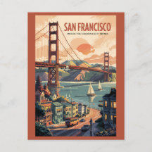 San Francisco Californië Silhouet Reis Kunst Retro