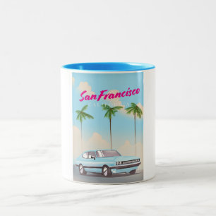 San Francisco Californië Tropische reisposter Tweekleurige Koffiemok