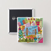 San Francisco, Californië Vierkante Button 5,1 Cm (Voorkant /achterkant)