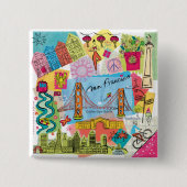 San Francisco, Californië Vierkante Button 5,1 Cm (Voorkant)