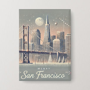 San Francisco Christmas Kaart   Golden Gate Bridge Button