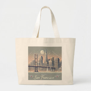 San Francisco Christmas Kaart   Golden Gate Bridge Grote Tote Bag