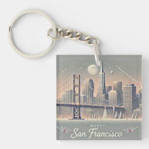 San Francisco Christmas Kaart Golden Gate Bridge Sleutelhanger