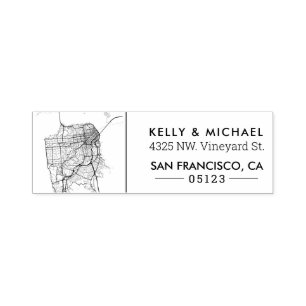 San Francisco City Map Aangepast adres Zelfinktende Stempel