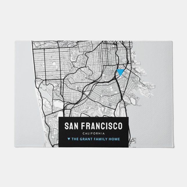 San Francisco City Map + Mark Your Location Deurmat (Voorkant)