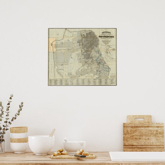 San Francisco City Map van Bancroft Poster (Keuken)