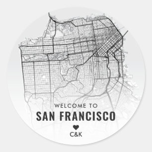 San Francisco City Map   Welkom bruiloft Ronde Sticker