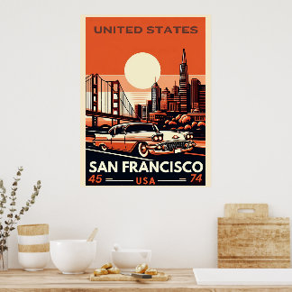  San Francisco City oldtimer, Californië Poster