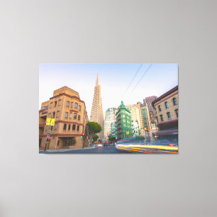 San Francisco CityScape bij zonsondergang Canvas Afdruk