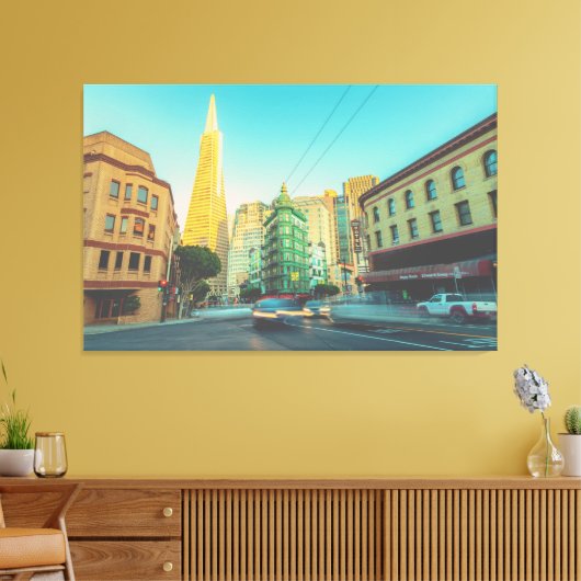 San Francisco Columbus Street Canvas Afdruk (Insitu (Woonkamer))