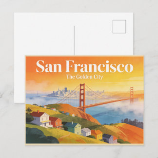 San Francisco De Gouden Stad Vintage Reisposter Briefkaart