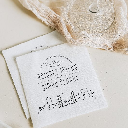 San Francisco Deco Skyline | Weddenschap Napkins Servet