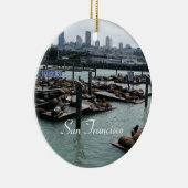 San Francisco en Pier 39 Zee Lions City Skyline Keramisch Ornament (Rechts)
