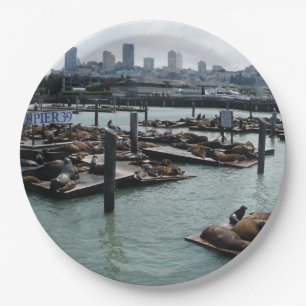 San Francisco en Pier 39 Zee Lions City Skyline Papieren Bordje