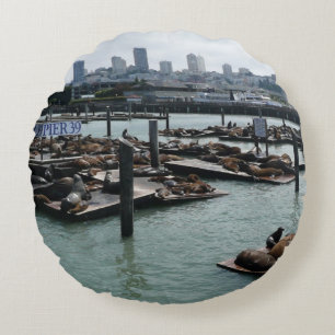 San Francisco en Pier 39 Zee Lions City Skyline Rond Kussen
