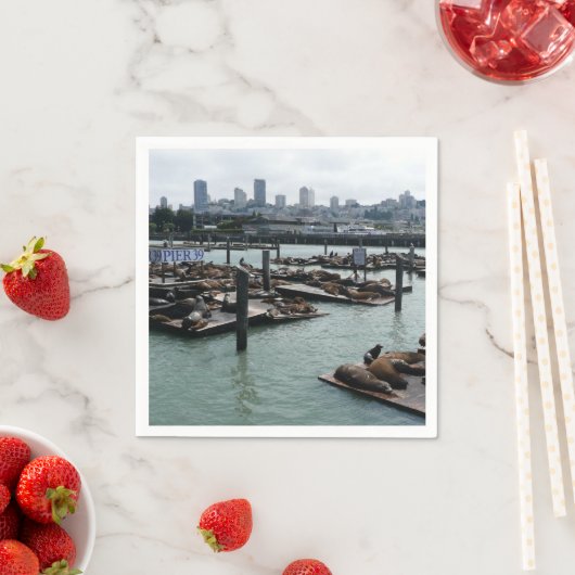 San Francisco en Pier 39 Zee Lions City Skyline Servetten (Insitu)