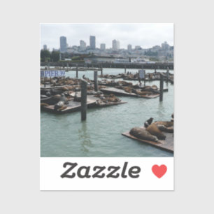 San Francisco en Pier 39 Zee Lions City Skyline Sticker