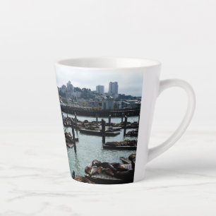 San Francisco en Pier 39 Zeeleeuwen Stadssilhouet Latte Mok