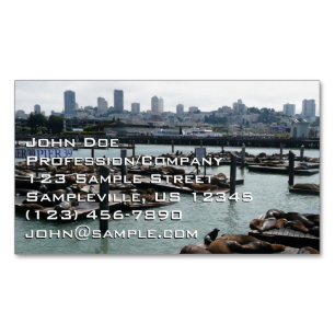 San Francisco en Pier 39 Zeeleeuwen Stadssilhouet Magnetisch Visitekaartje