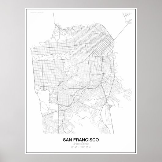 San Francisco, États-Unis Poster de carte minimali (Devant)