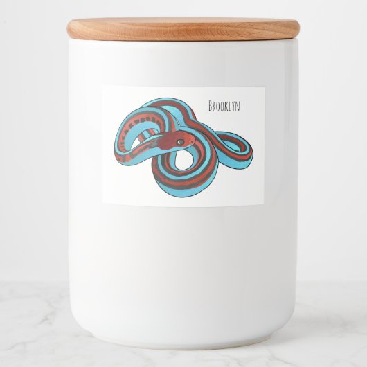 San Francisco garter snake cartoon illustration Voedselcontainer Etiket (Voorkant)