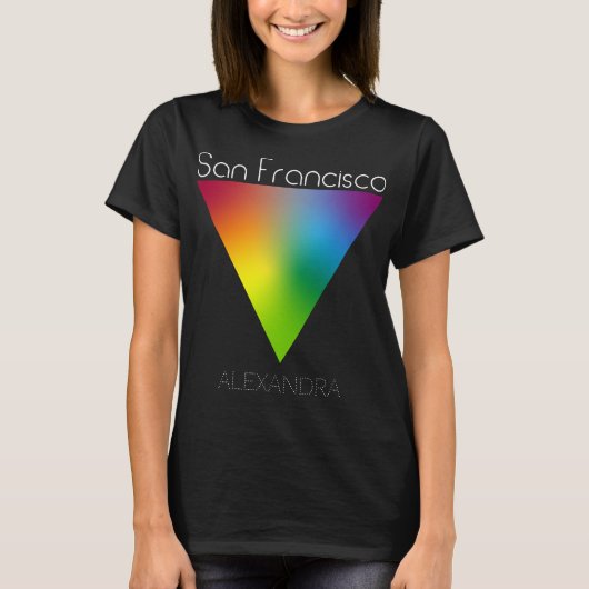 San Francisco Gay LGBT Queer Rainbow Triangle Naam T-shirt (Voorkant)
