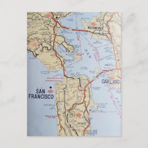 San Francisco Gebiedskaart Ansichtkaart Briefkaart