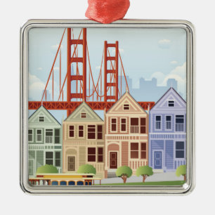 San Francisco   Gedekte dames Metalen Ornament