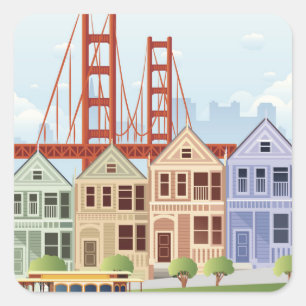 San Francisco Gedekte dames Vierkante Sticker