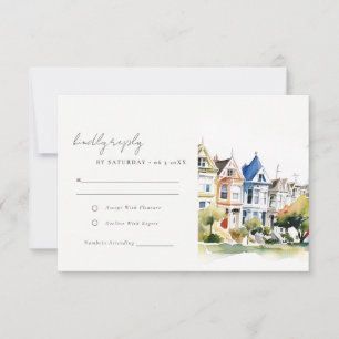 San Francisco Geschilderde Dames Landschap Bruilof RSVP Kaartje