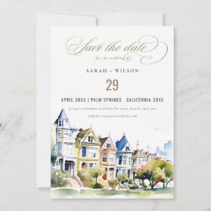 San Francisco Geschilderde Dames Landschap Bruilof Save The Date