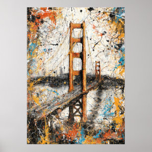 San Francisco Golden Gate Abstracte Druppel Schild Poster