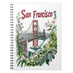 San Francisco Golden Gate Bridge Aquarelontwerp Notitieboek