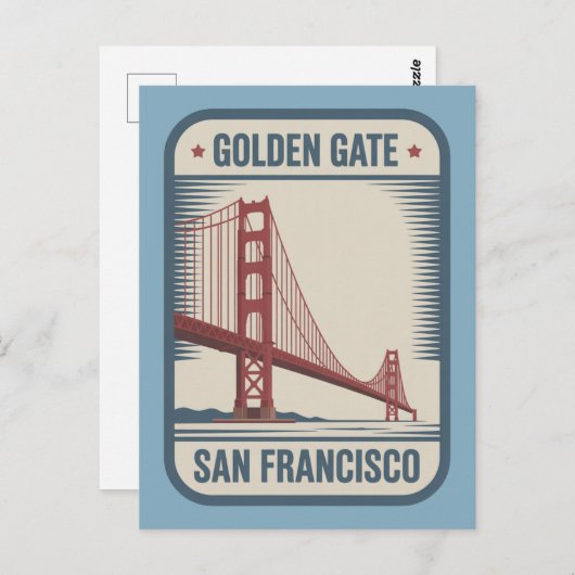 San Francisco Golden Gate Bridge Retro Briefkaart (Voorkant / Achterkant)