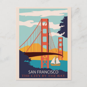 San Francisco Golden Gate Bridge Retro  Briefkaart