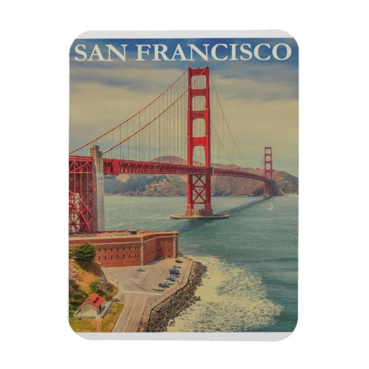San Francisco Golden Gate Bridge Retro  Magneet (Verticaal)
