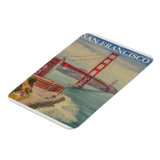 San Francisco Golden Gate Bridge Retro Magneet (Linkerzijde)