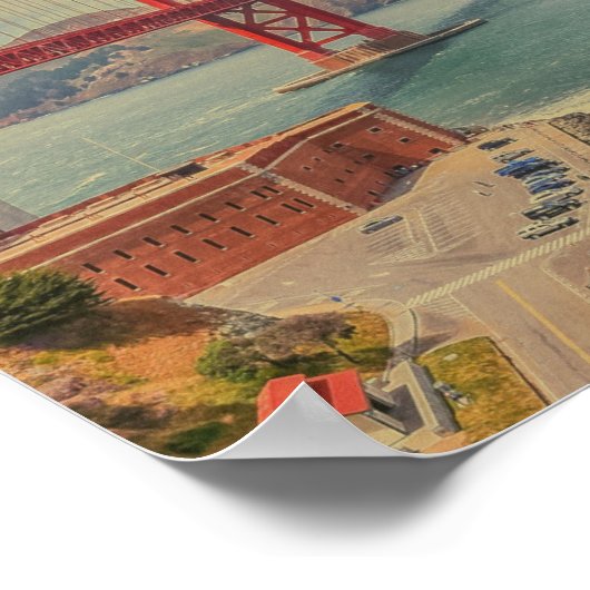 San Francisco Golden Gate Bridge Retro  Poster (Hoek)